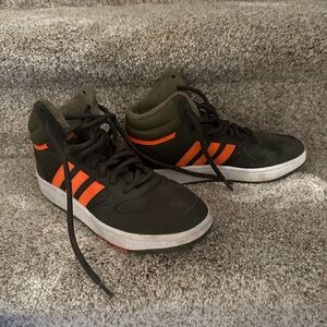 Adidas Men's Olive and Orange High-Top Sneakers